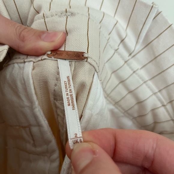Free People Cream Pinstripe Cropped Pants - Picture 4 of 4